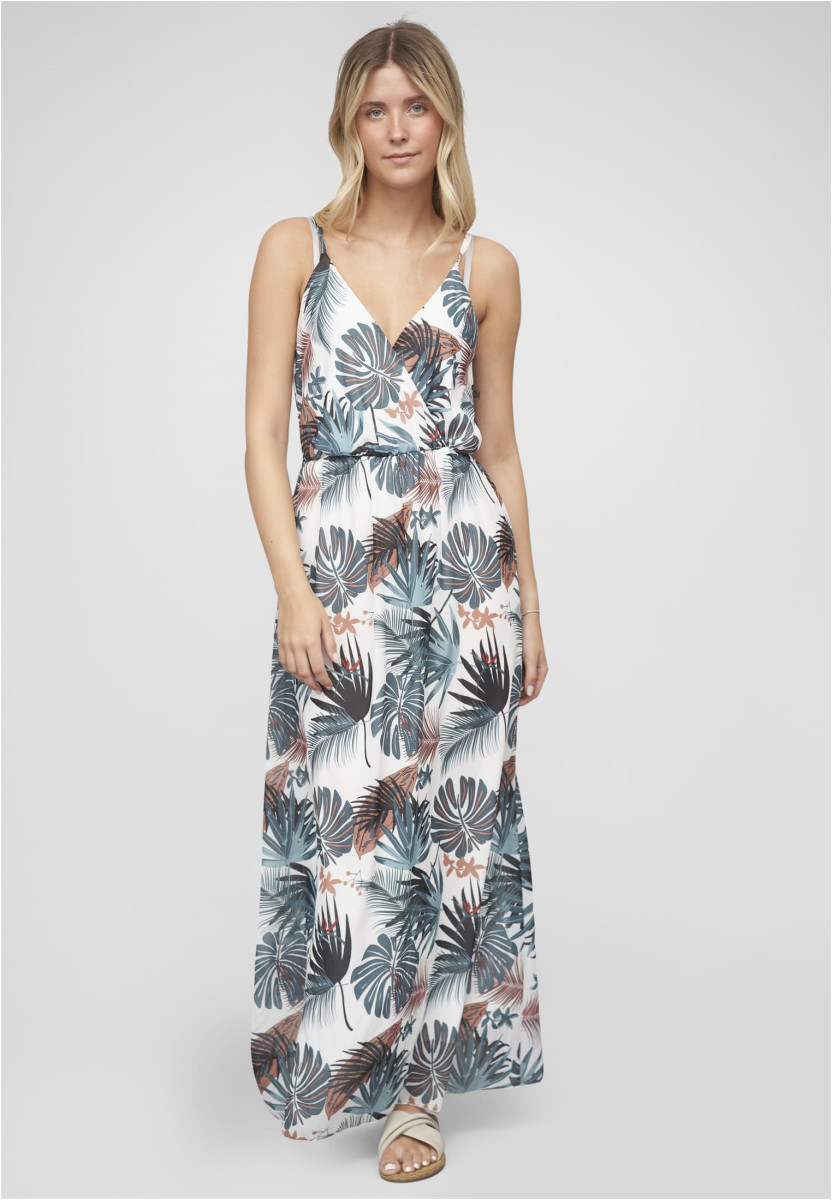 2-Layered Maxi-Dress Tropical Print