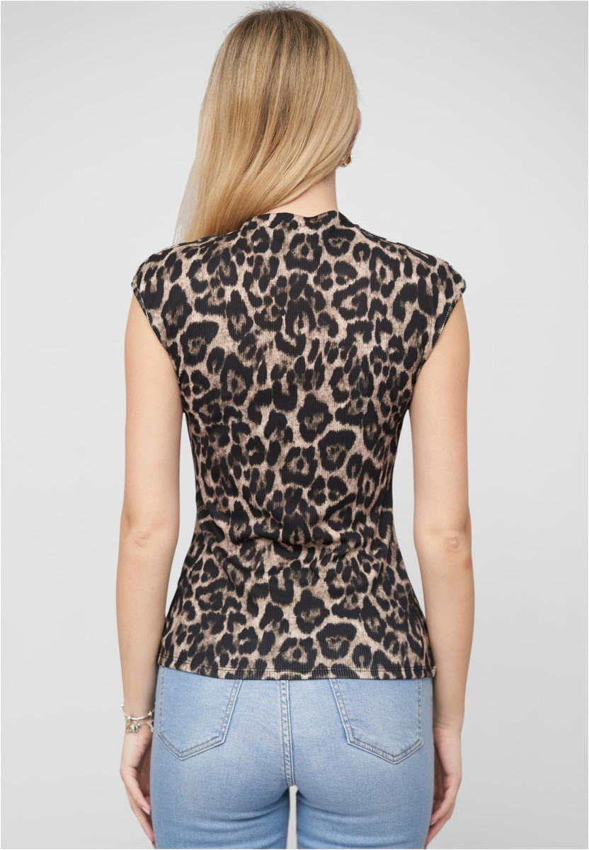Cloud 5ive Rib Top All-Over Leo Print