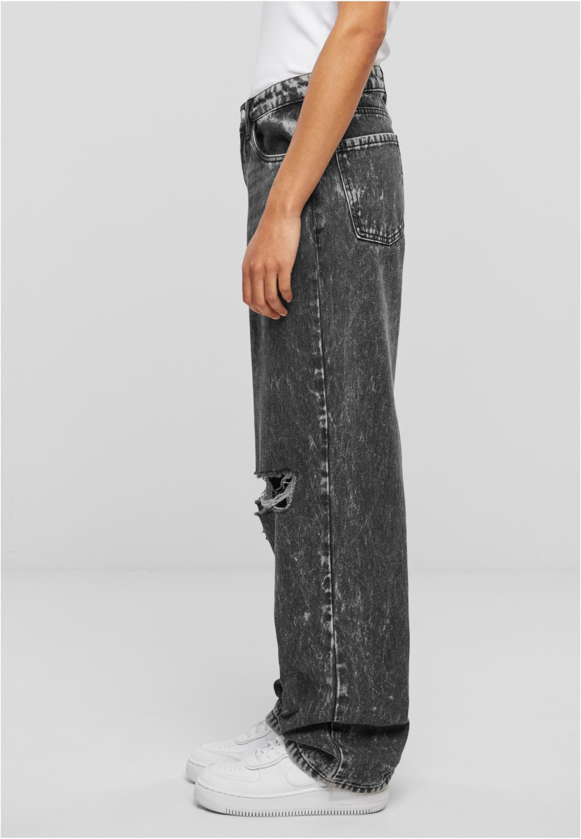 Ladies Distressed 90's Wide Leg Denim Pants