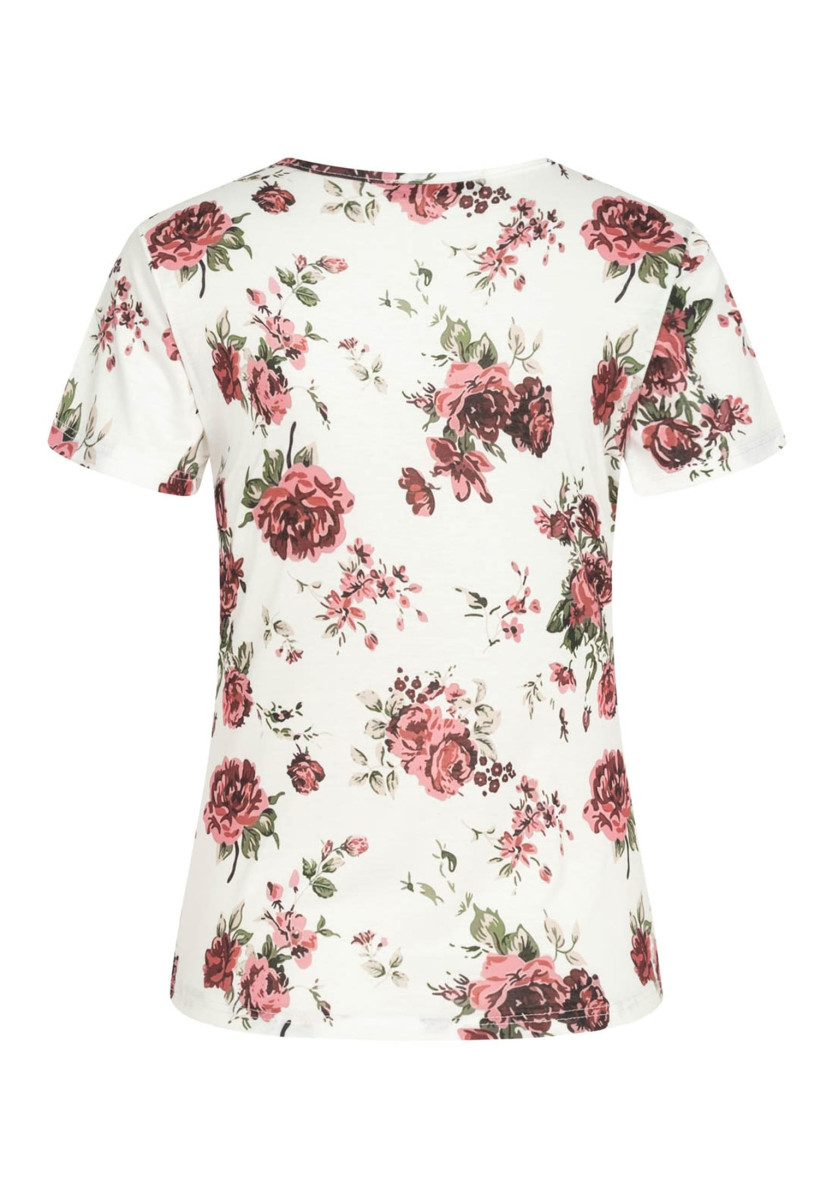 T-Shirt mit Blumenprint und Rundhals