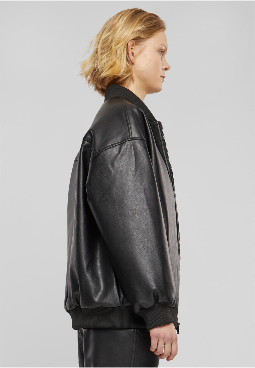 Ladies Synthetic Leather Bomber Jacket