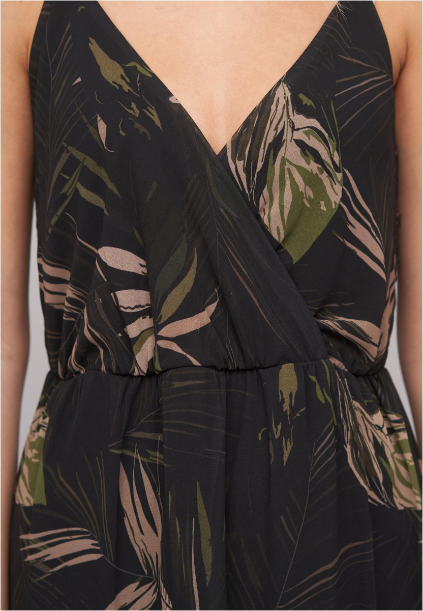 2-Layered Maxi-Dress Tropical Print