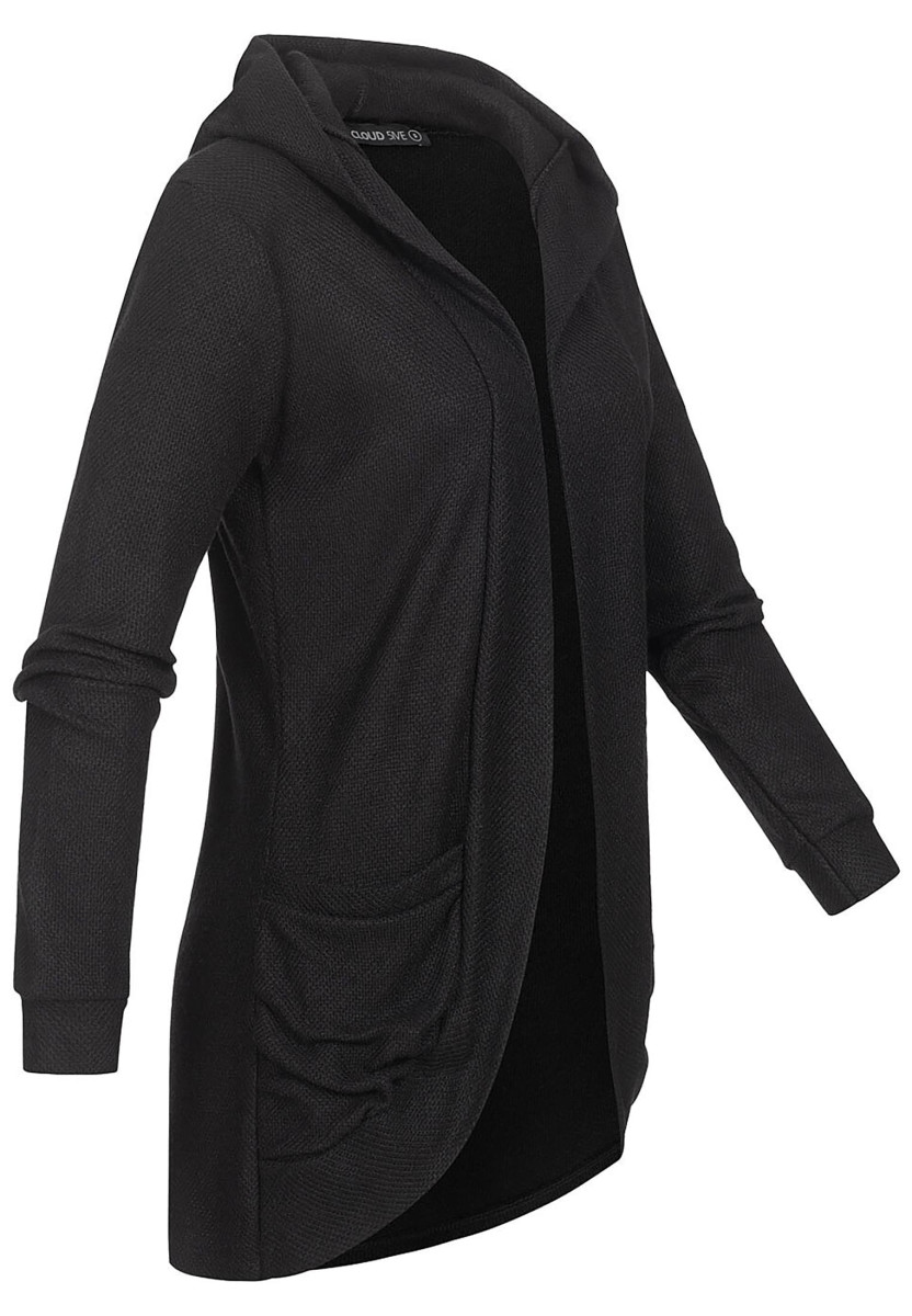 Cloud5ive Damen leichter Struktur Cardigan mit Kapuze & 2-Pockets