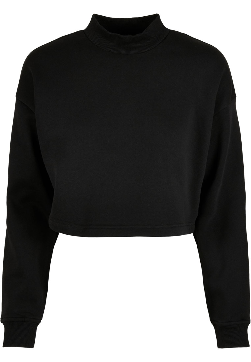 Ladies Cropped Oversized Sweat High Neck Crew