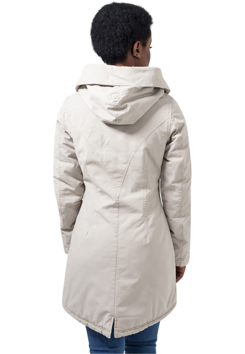 Ladies Garment Washed Long Parka