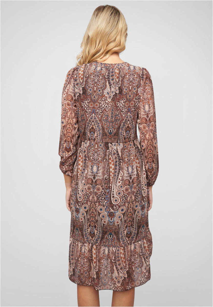 V-Neck Kleid mit Knopfleiste Paisley Print 2-lagig