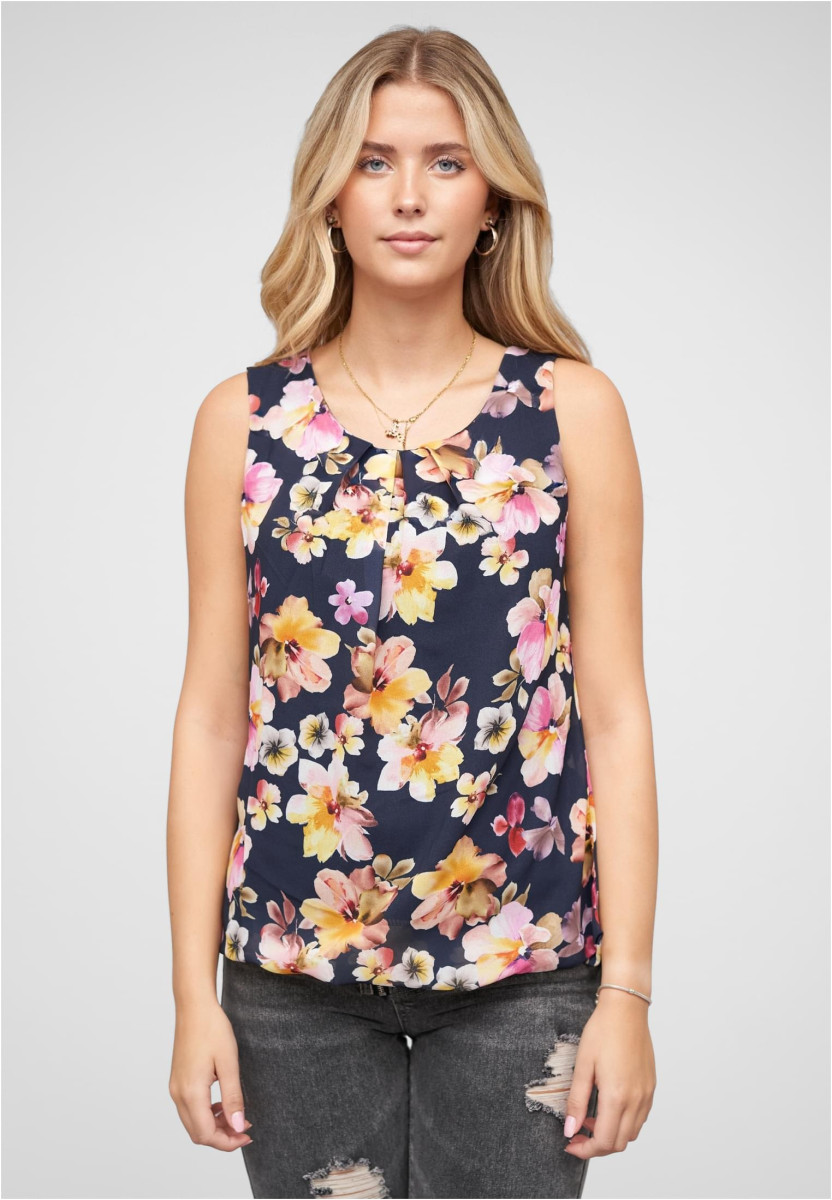 Chiffon Top mit Allover Spitze hinten & Floralem Print