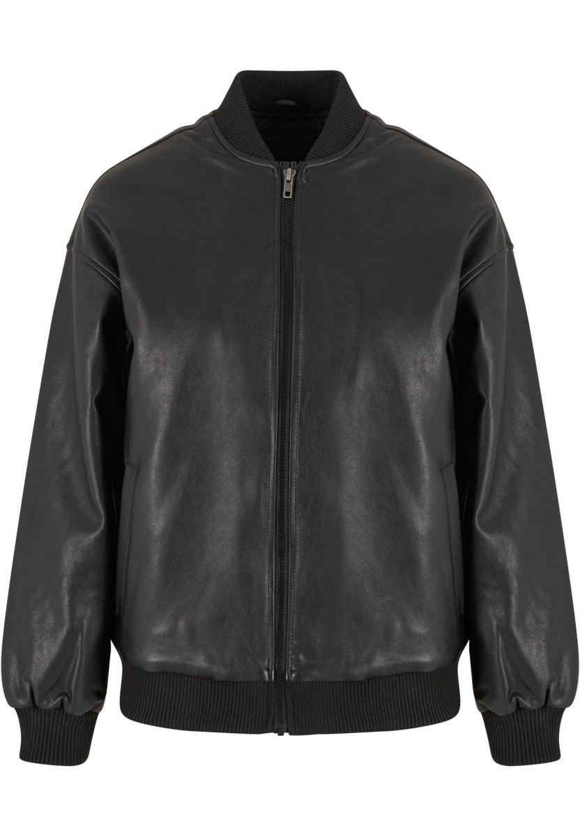 Ladies Synthetic Leather Bomber Jacket