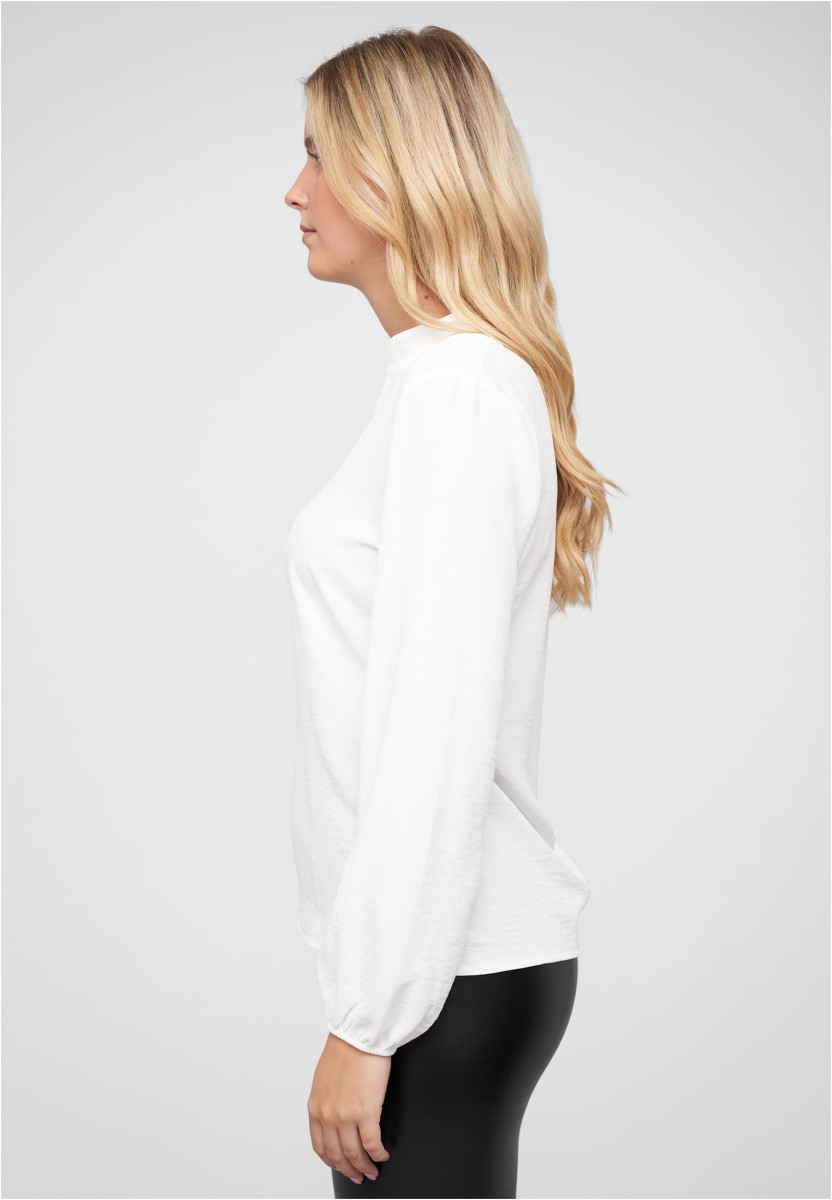 Musselin Bluse mit V-Neck und Stehkragen