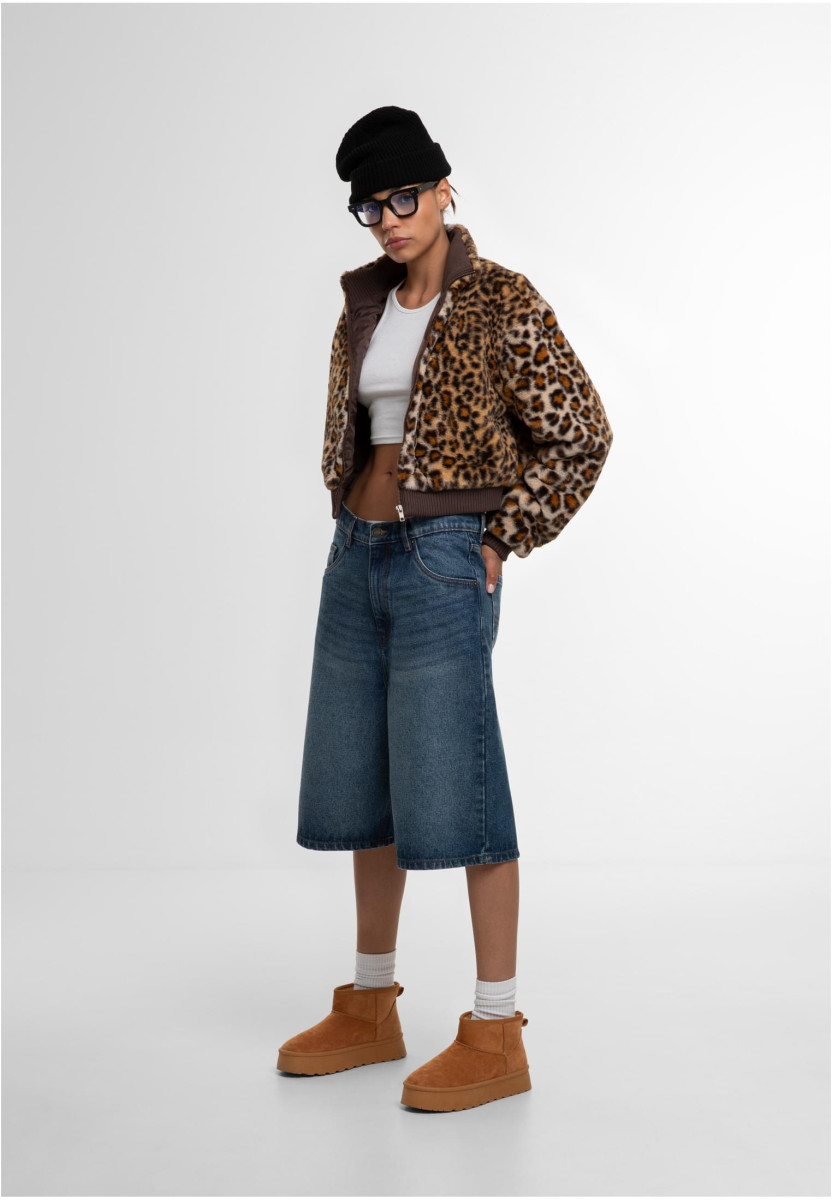 Ladies Cropped Faux Fur Leo Jacket