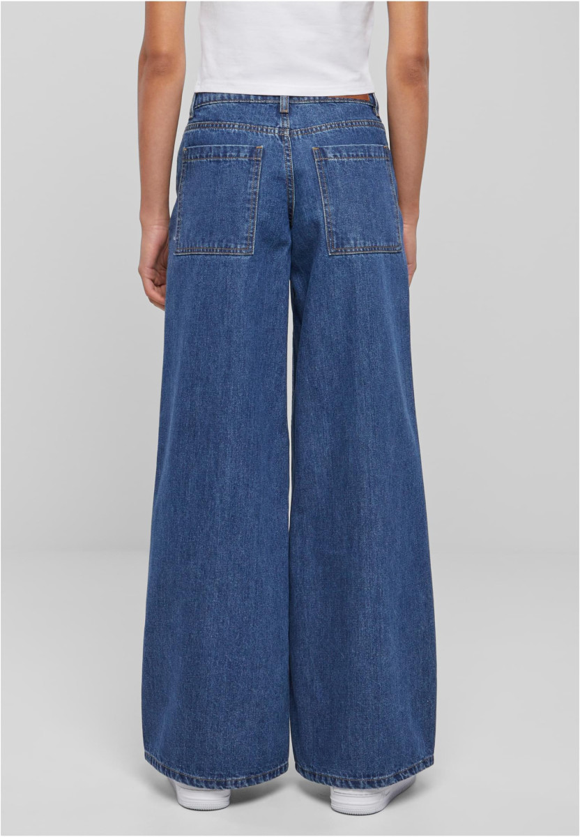 Ladies Mid Waist Wide Denim