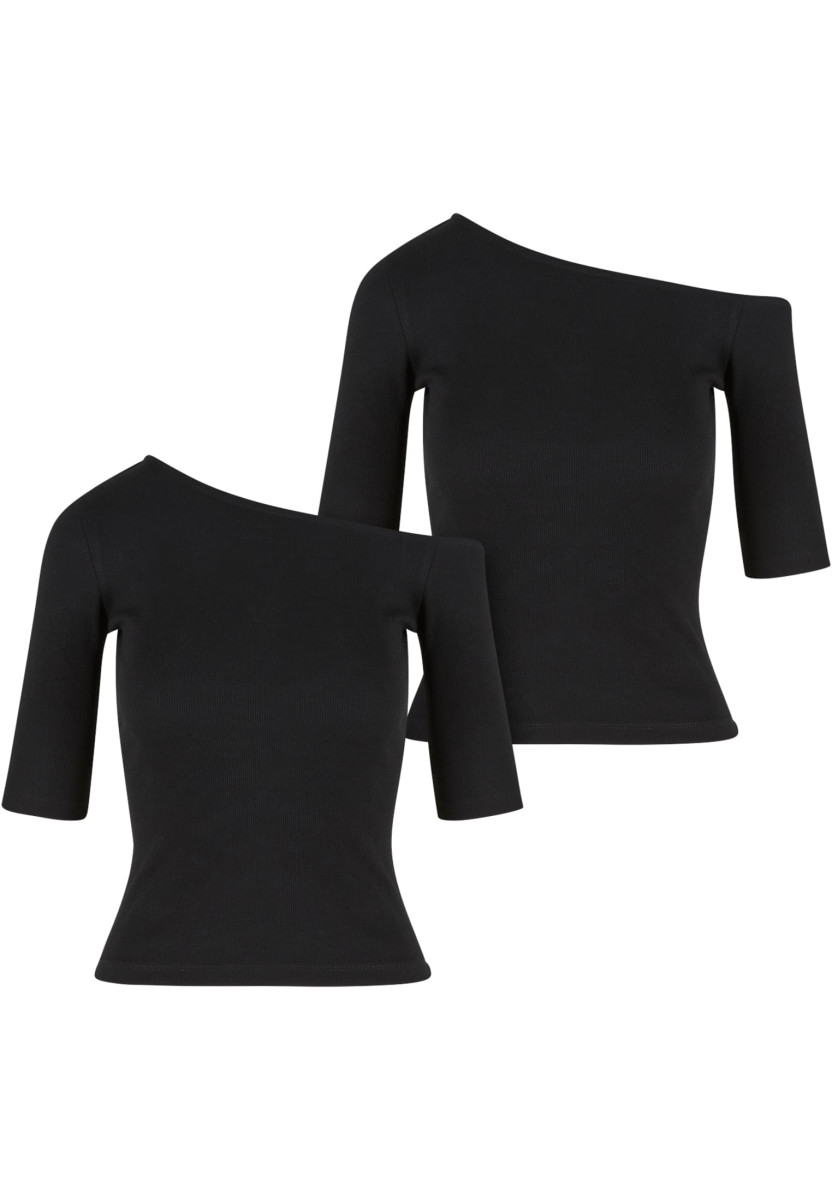 Ladies Organic Asymmetric Rib Tee 2-Pack