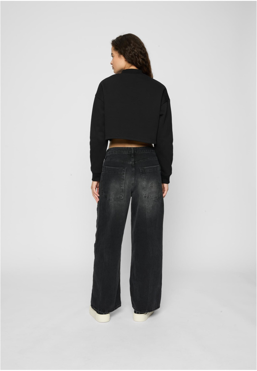 Ladies Cropped Oversized Sweat High Neck Crew