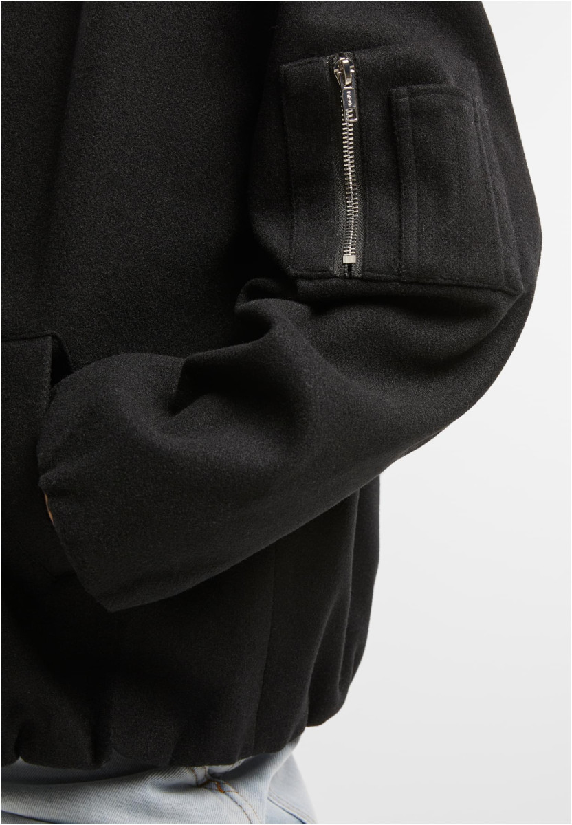 Ladies Faux Wool Bomber Jacket