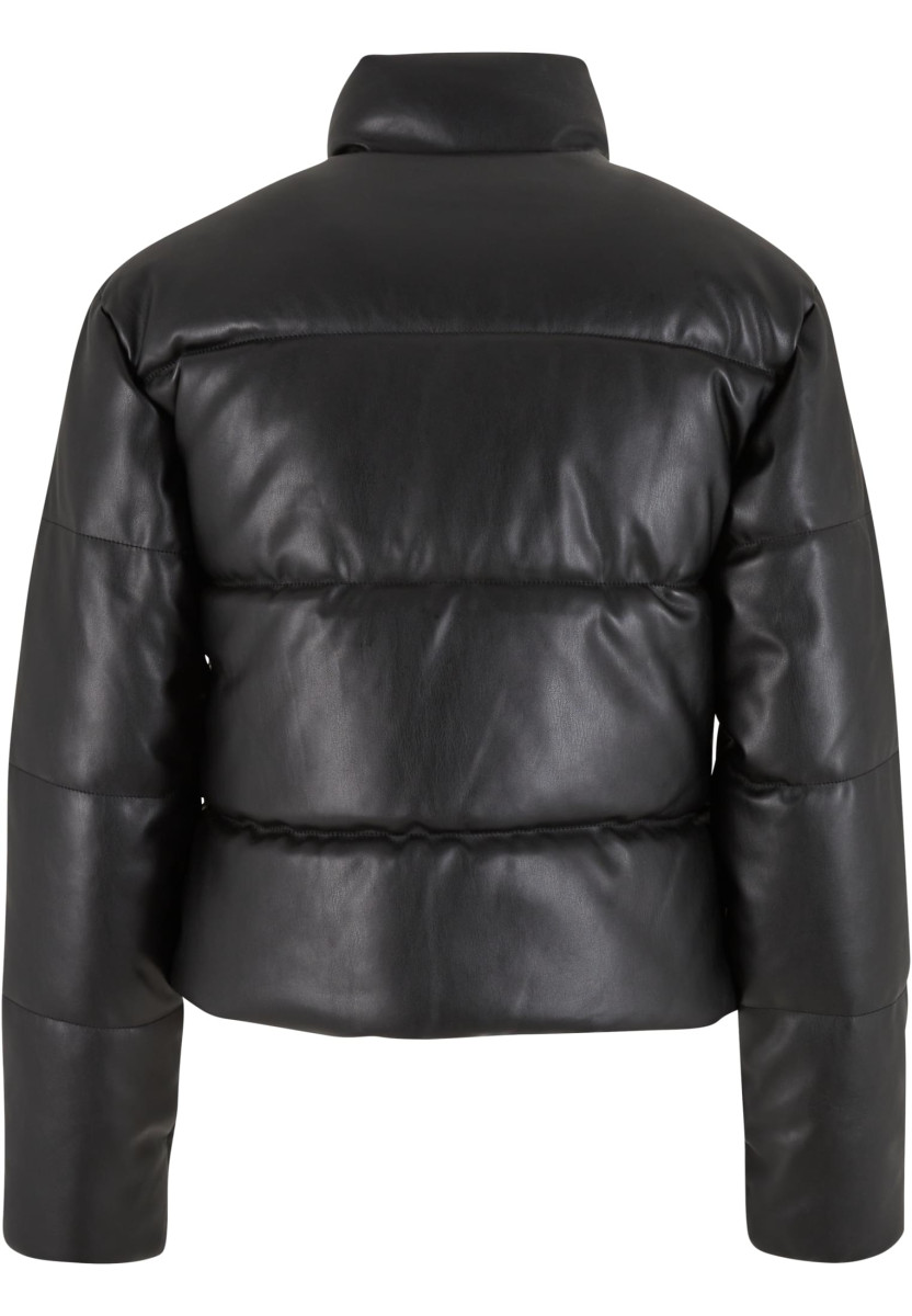 Ladies Synthetic Leather Puffer Jacket