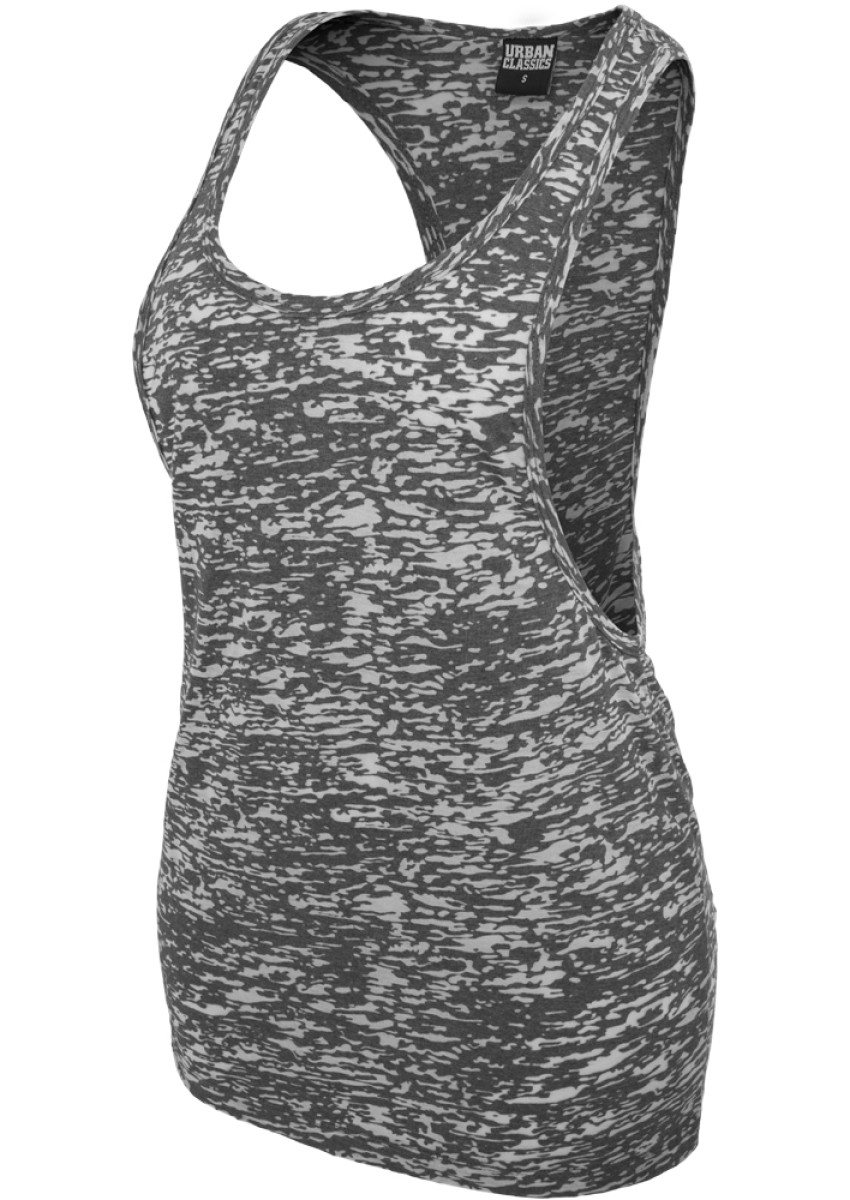 Ladies Melange Burnout Loose Tank