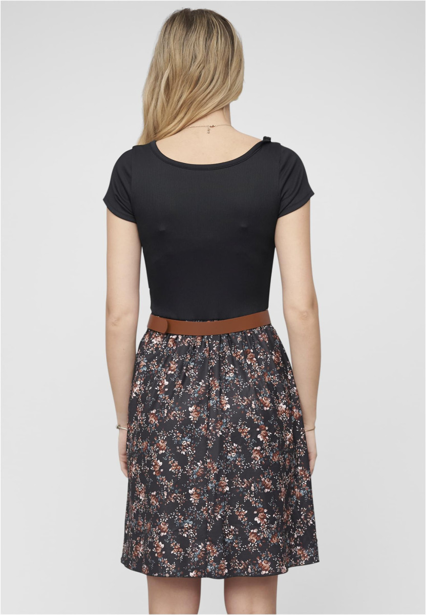 2-Tone Dress with Ditsy Print incl. a belt