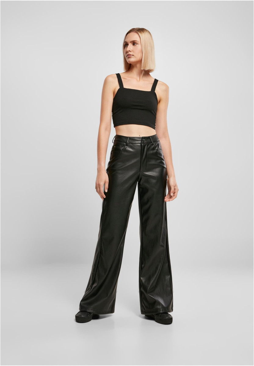 Ladies Faux Leather Wide Leg Pants