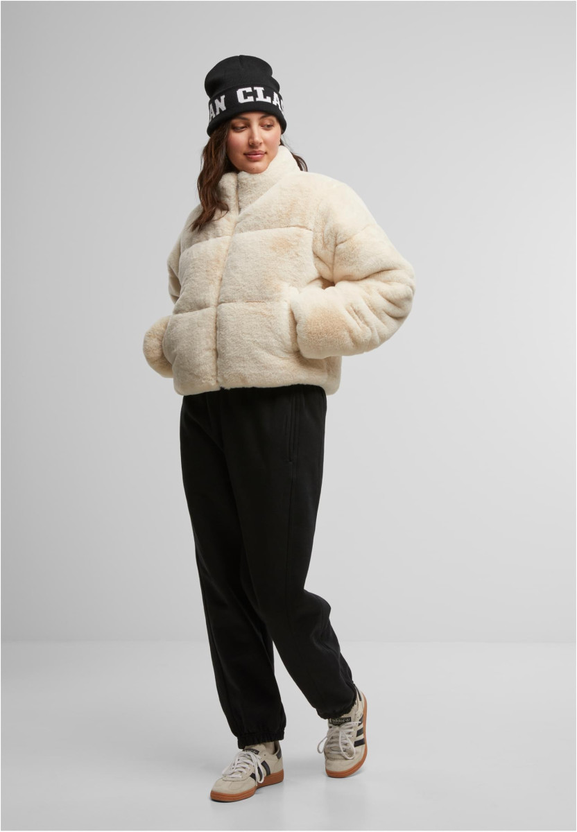 Ladies Short Faux Fur Puffer Jacket