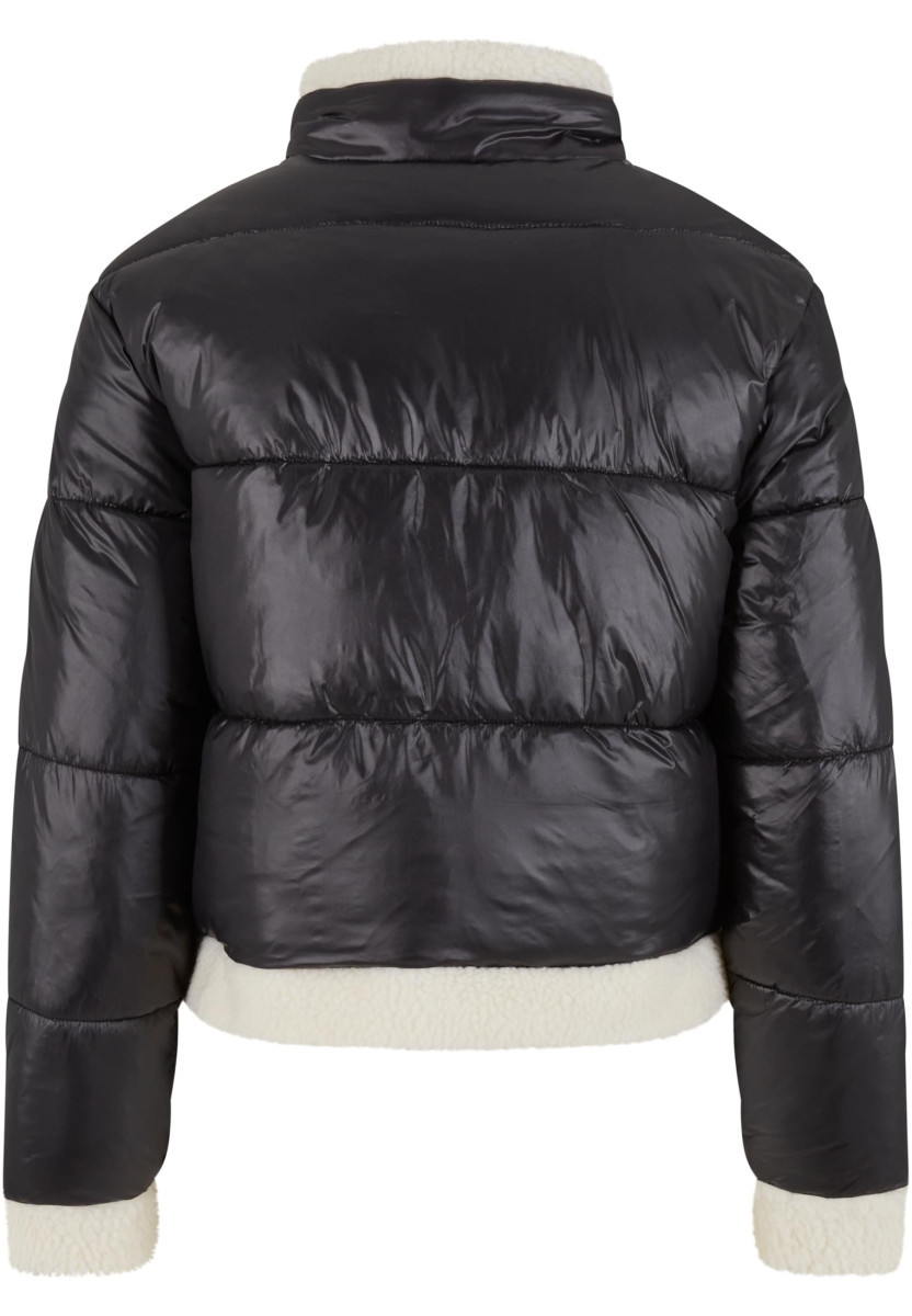 Ladies Recycled Shiny Puffer Sherpa Jacket