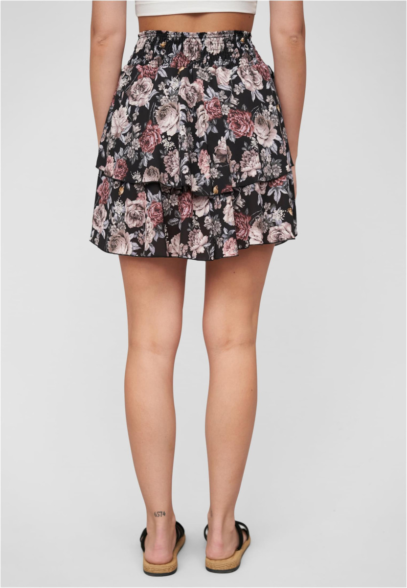 Tiered Mini Skirt wit flower aop
