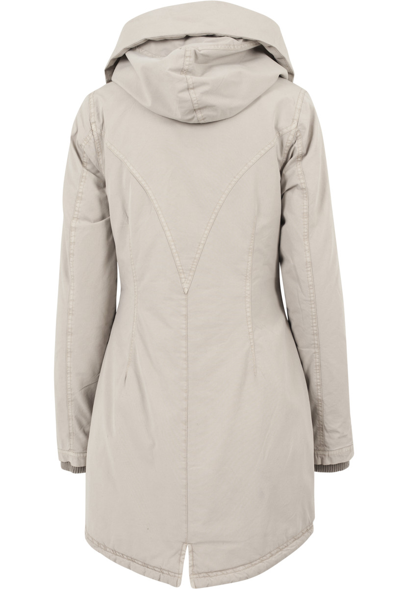 Ladies Garment Washed Long Parka