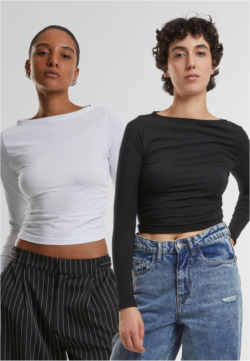 Ladies Ruffled Super Slim Longsleeve 2-Pack