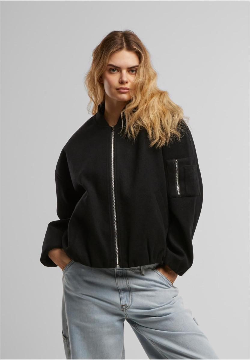 Ladies Faux Wool Bomber Jacket