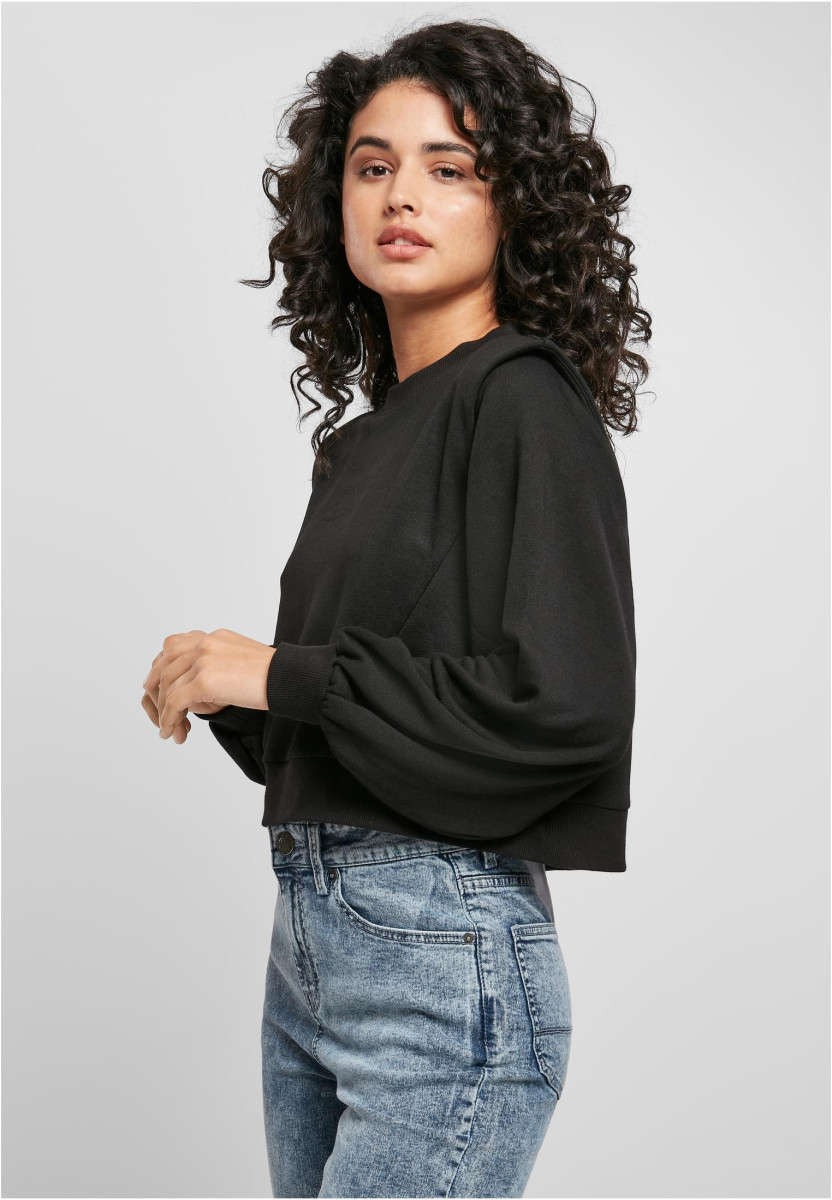 Ladies Padded Shoulder Modal Terry Crewneck
