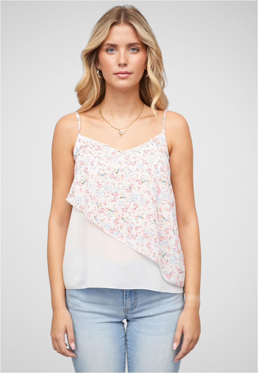 Chiffon Top 2-lagig V-Neck Blumen Print