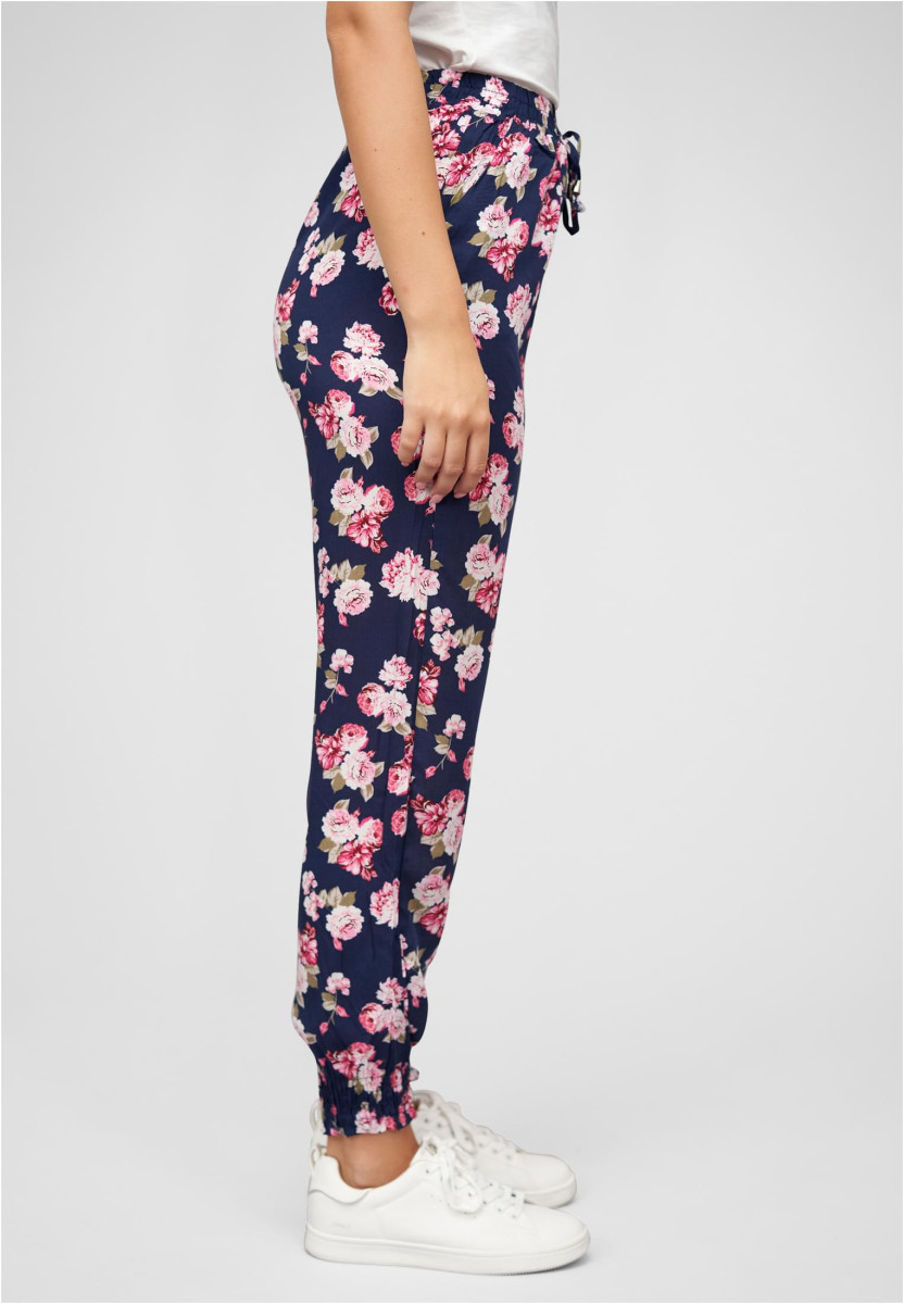 Viskose Hose mit B?ndchen 2-Pockets & Blumen Print