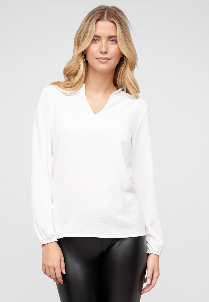 Musselin Bluse mit V-Neck und Stehkragen