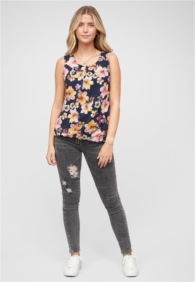 Chiffon Top mit Allover Spitze hinten & Floralem Print