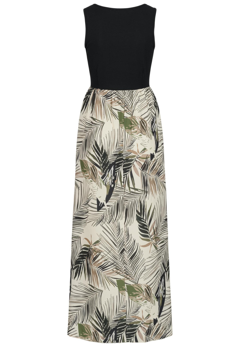 2-Tone Maxi-Dress Tropical Print