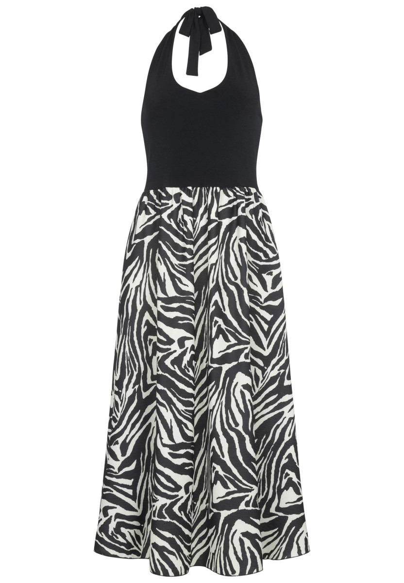 Maxi Neckholder-Dress with zebra print