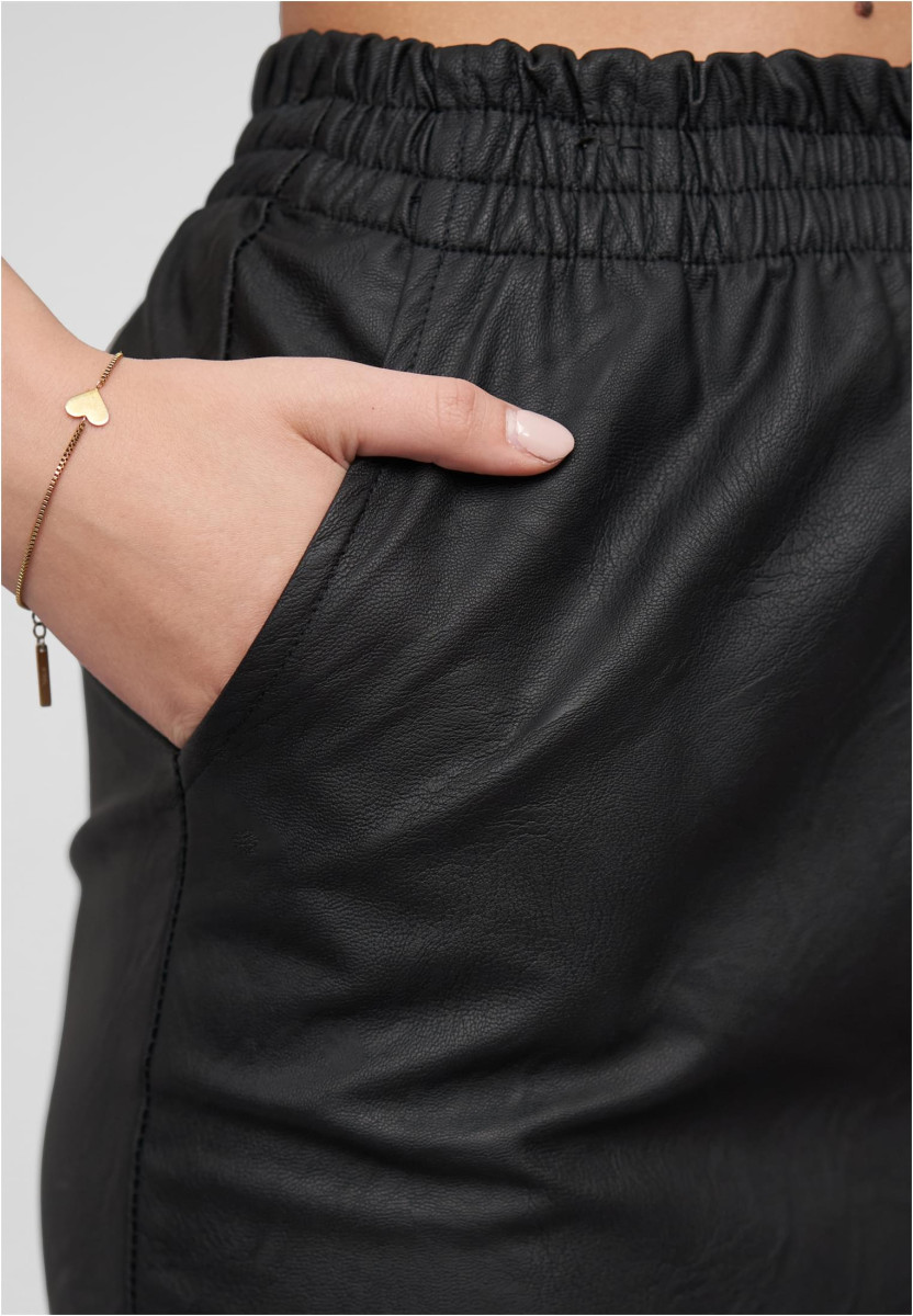 Synthetic Leather Skirt with 2-Pockets