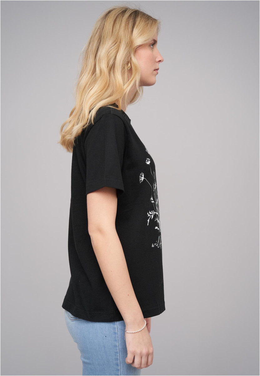 Ladies 77 Wildflower Black Tee