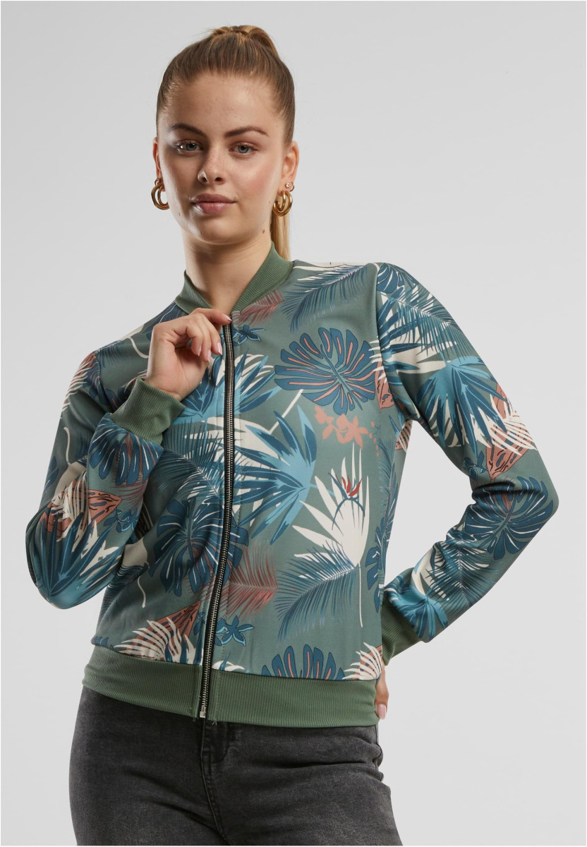 Cloud5ive Damen Blouson Bomberjacke mit Tropical Print