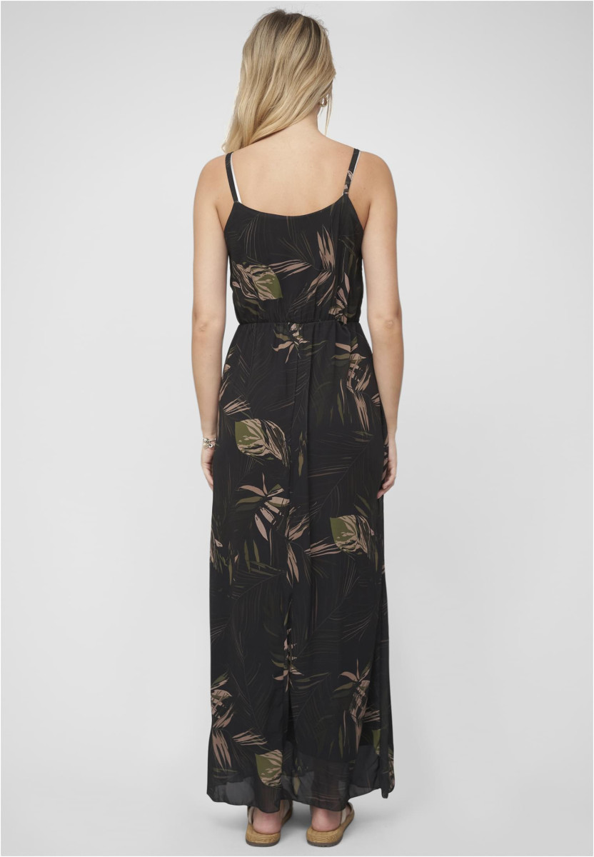 2-Layered Maxi-Dress Tropical Print