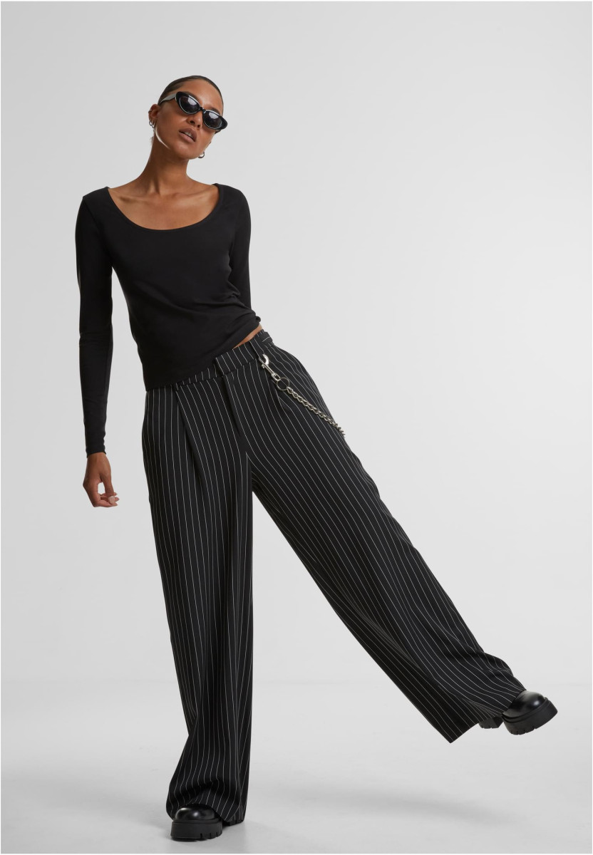 Ladies Pinstripe Wide Leg Trousers