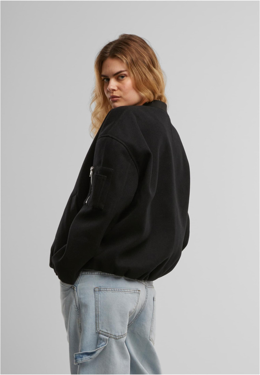 Ladies Faux Wool Bomber Jacket