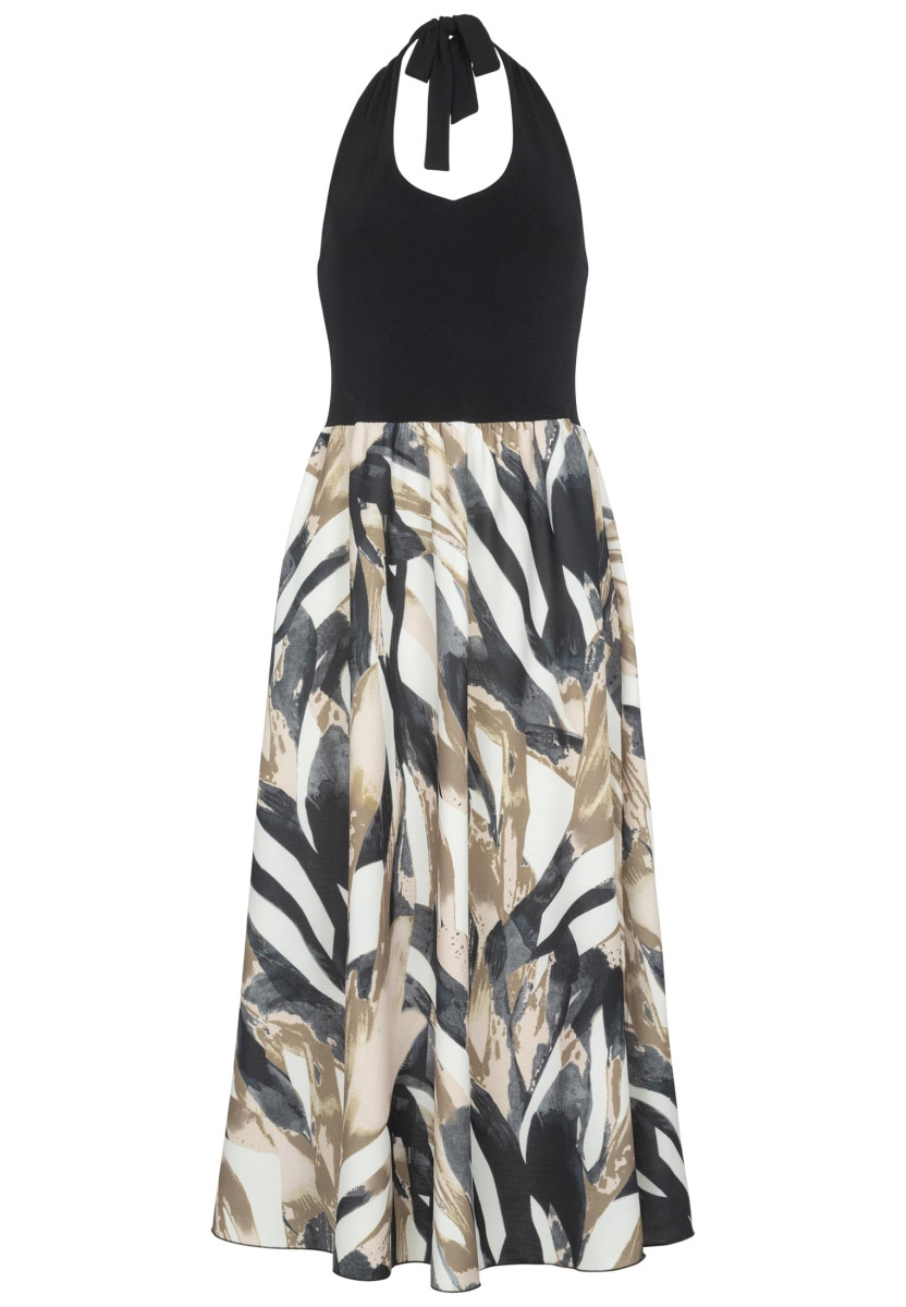 Maxi Neckholder-Dress with abstract print