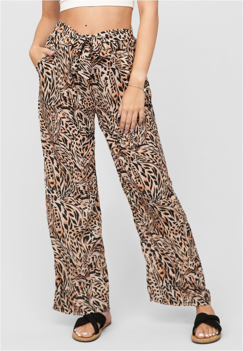 Summer Pants with  tie belt and aop leo print