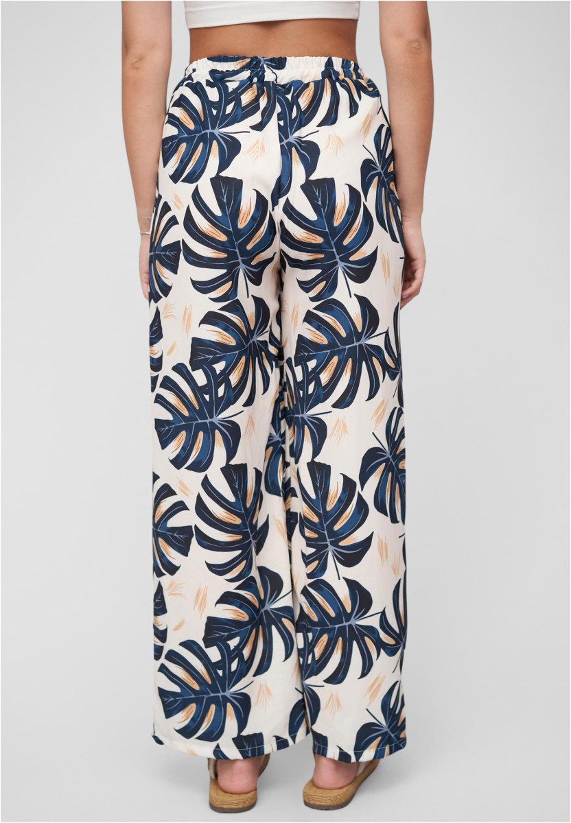 Summer Pants with palm print and tie belt