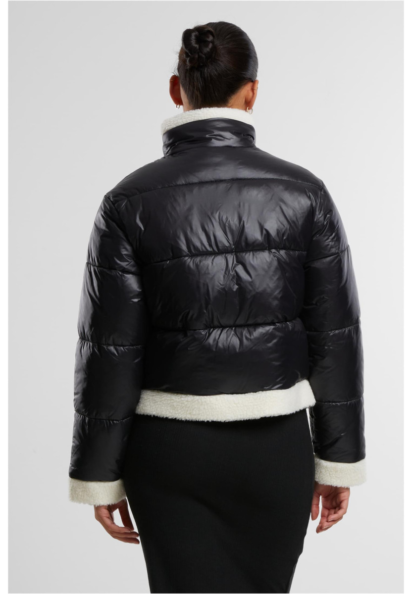 Ladies Recycled Shiny Puffer Sherpa Jacket