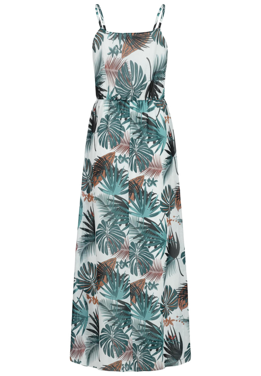 2-Layered Maxi-Dress Tropical Print