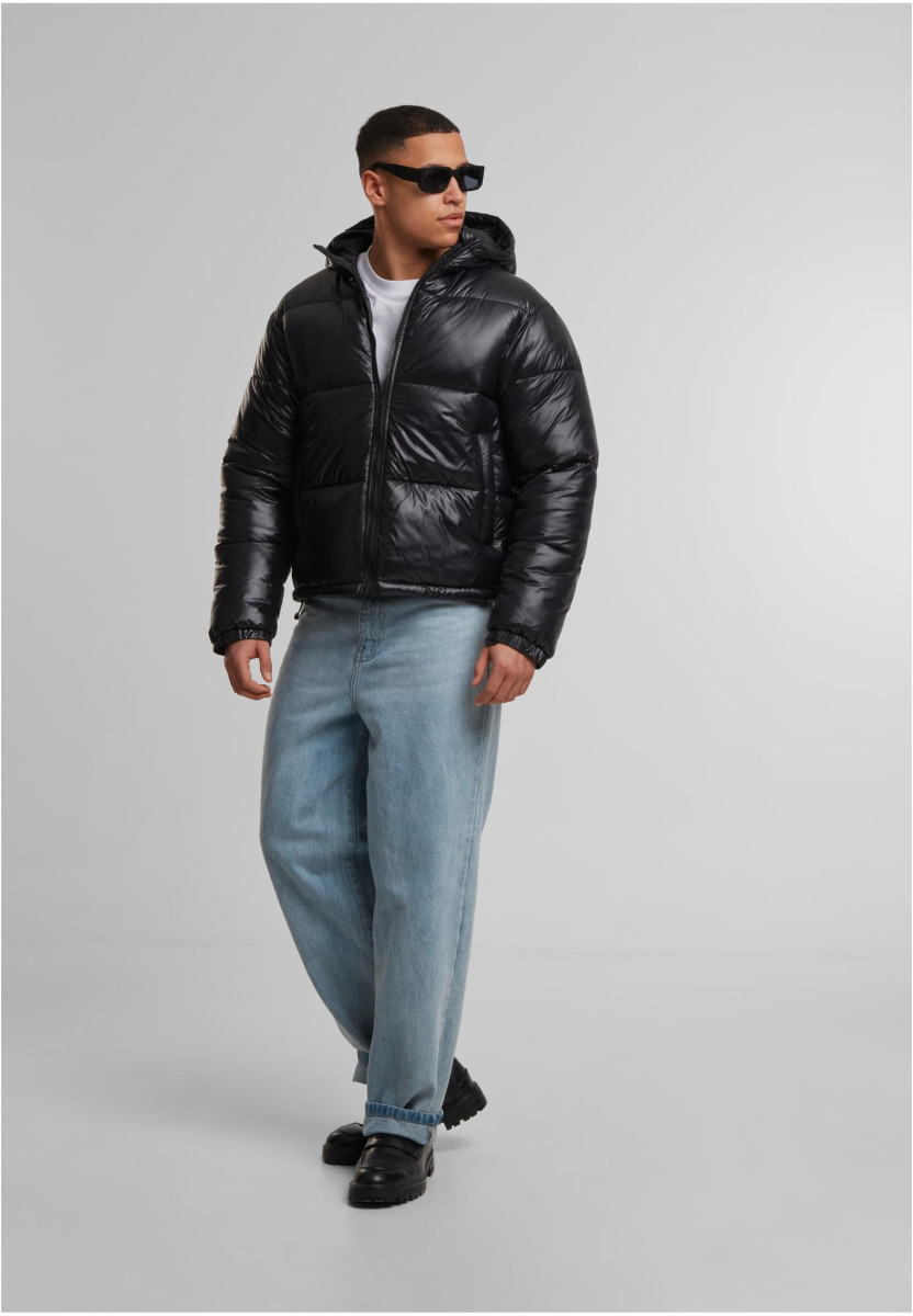 Shiny Puffer Jacket With Hood