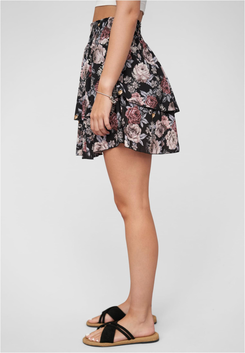 Tiered Mini Skirt wit flower aop