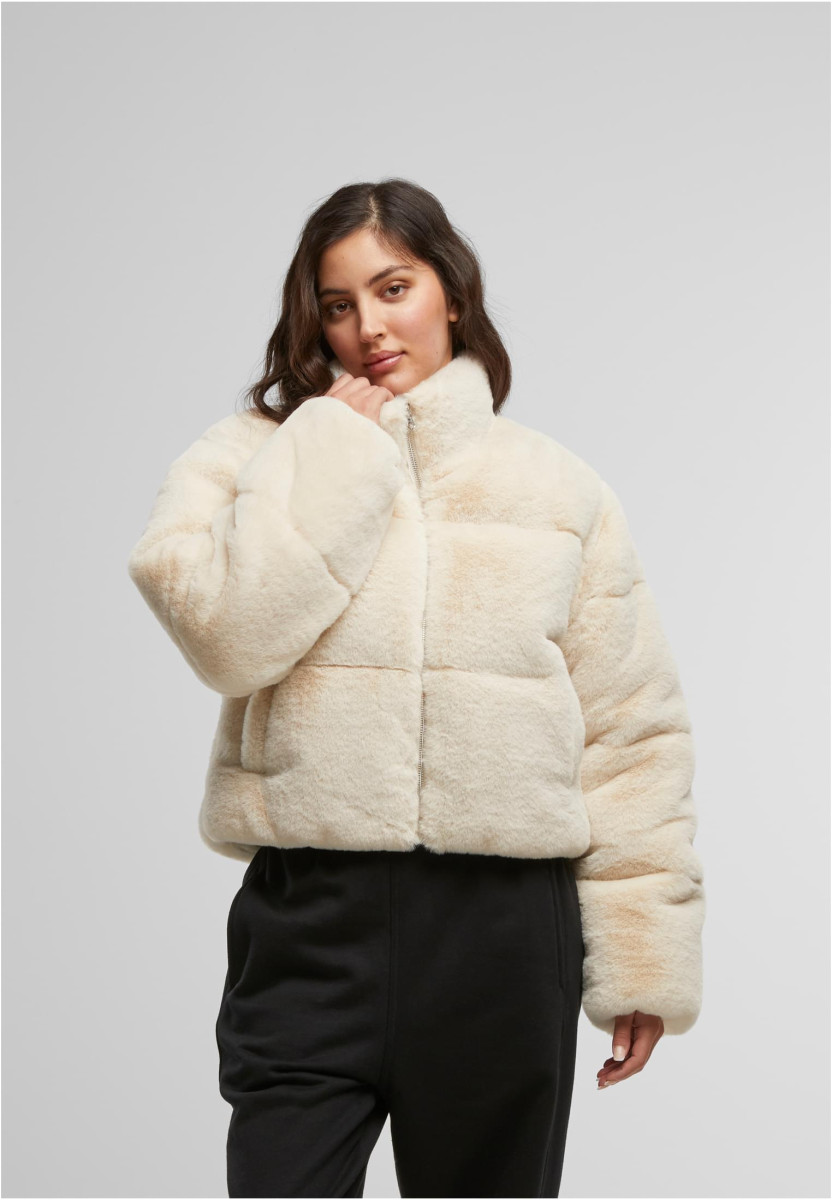 Ladies Short Faux Fur Puffer Jacket