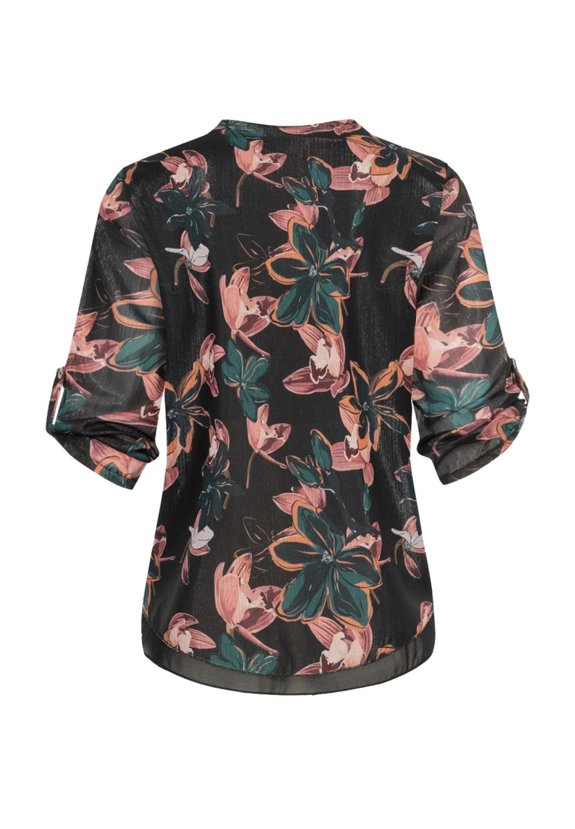 Chiffon Top mit Zipper und Flower Print